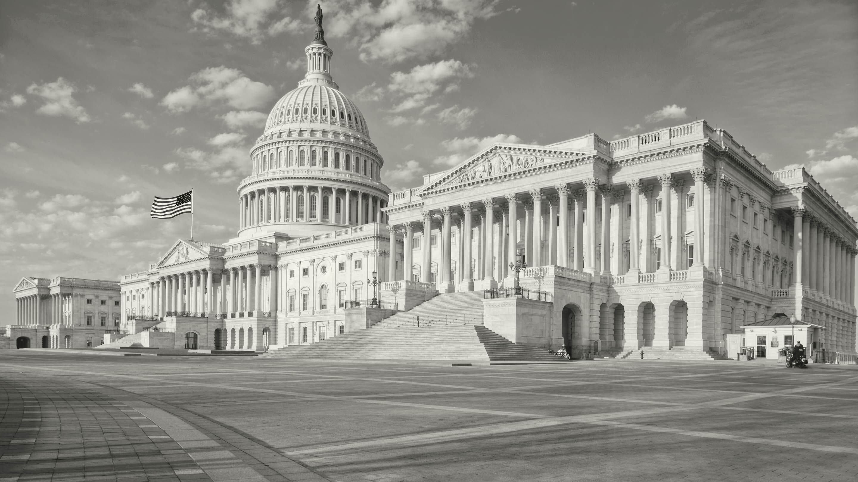 Stylized photo of front of the US capitol building