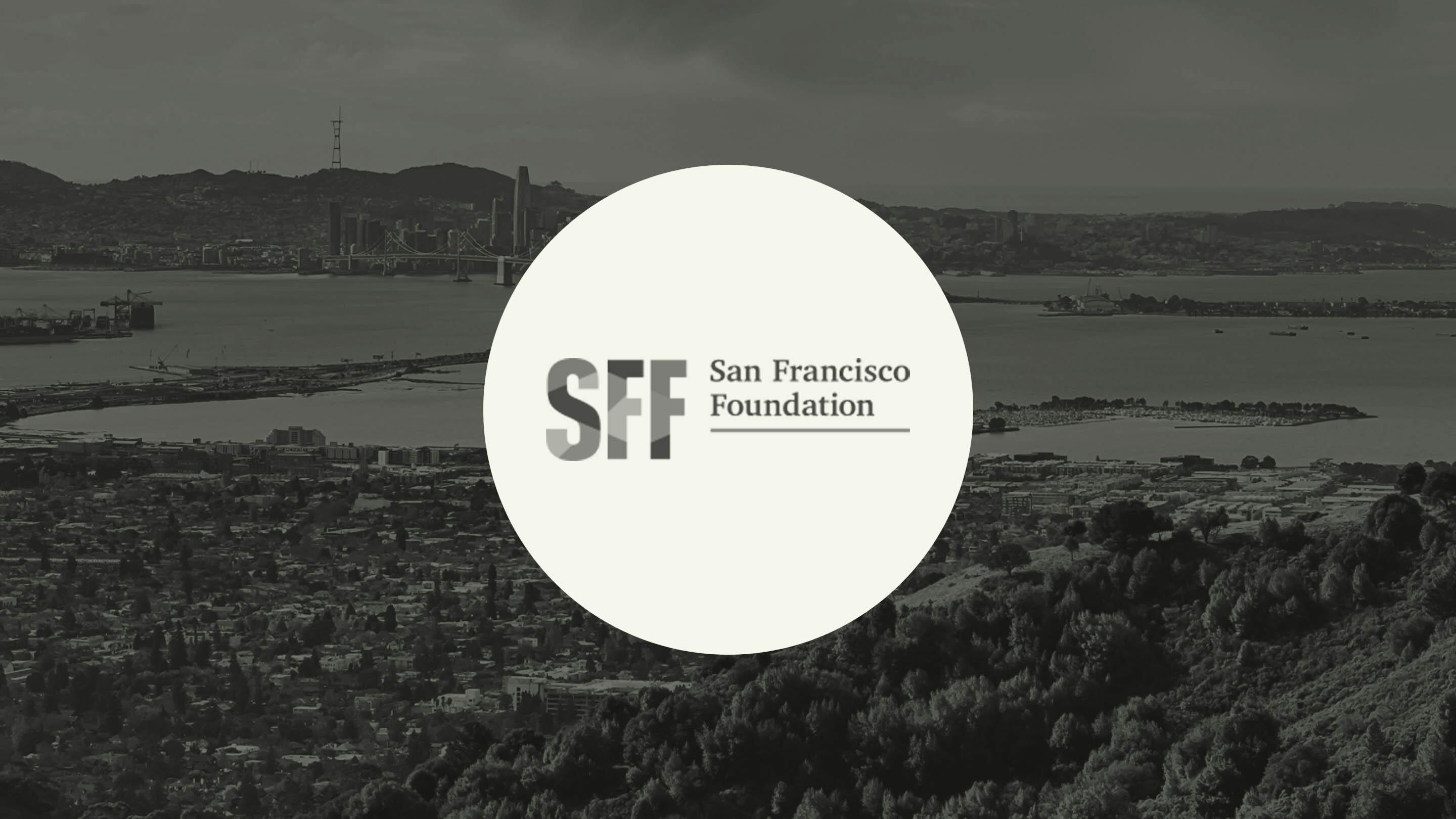San Francisco skyline behind the San Francisco Foundation's logo